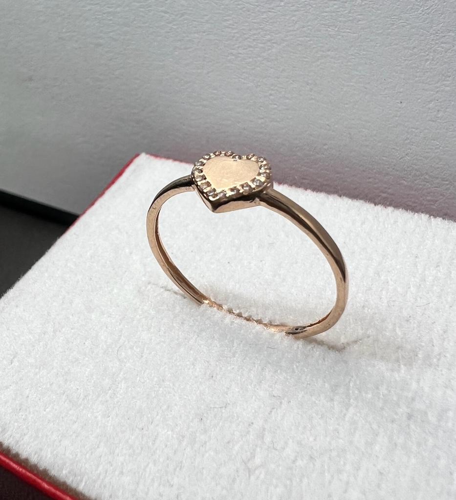 Anillo Corazón Oro Rosa 10kt