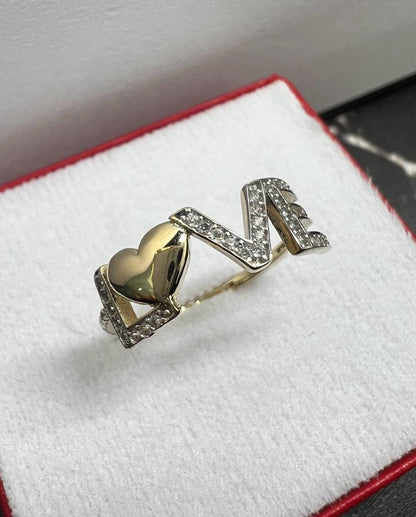 Anillo Love Oro Amarillo 10kt con zirconias