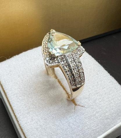 Anillo Oro con Aguamarina y Diamantes Naturales 0.64ct