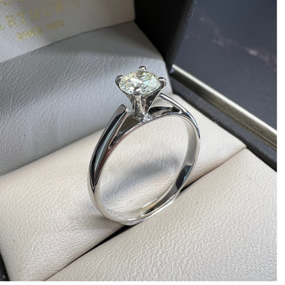 Anillo de Compromiso Oro Blanco 14k con Diamante Natural 0.49ct