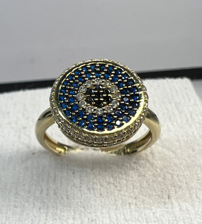 Anillo Ojo Turco de Oro Sólido 10kt