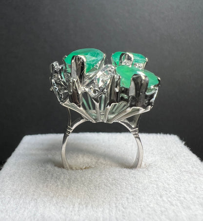 Anillo Plata Paladio con Cuarcitas y Diamantes Naturales 0.62ct