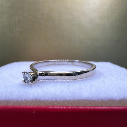 Anillo de Compromiso Oro Blanco 14k con Diamante Natural 0.10ct