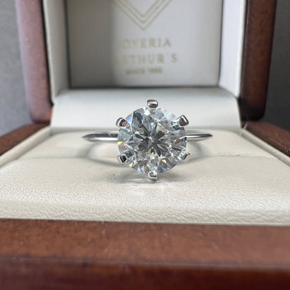 Anillo de Compromiso Oro Blanco 14k con Diamante Natural Certificado GIA 1.97ct