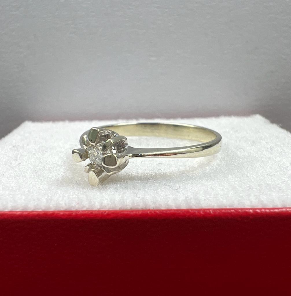 Anillo de Compromiso Oro Blanco con Diamante Natural 0.10ct