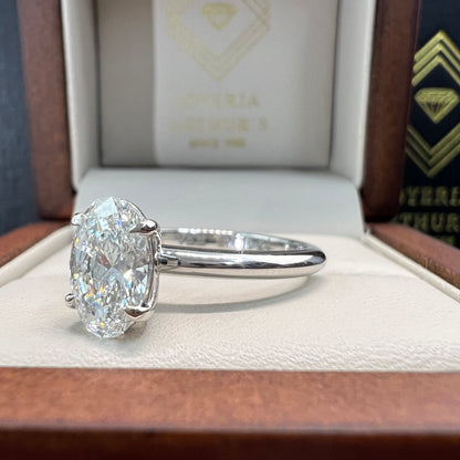 Anillo de Compromiso Oro Blanco 14k con Diamante de Laboratorio Oval 1.50ct Certificado IGI