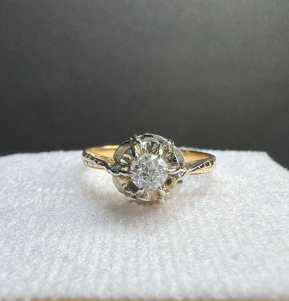 Anillo de Compromiso Oro Amarillo y Blanco con Diamante Natural 0.20ct