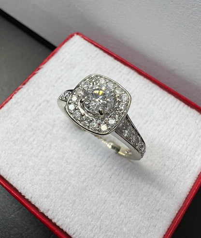 Anillo de Compromiso Oro Blanco con Diamantes Naturales 1.26ct