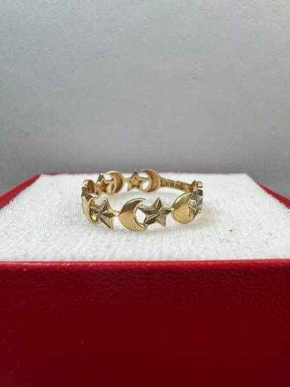 Anillo Lunea y Estrella Oro Sólido 10kt.