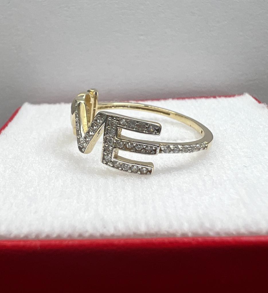 Anillo Love Oro Amarillo 10kt con zirconias