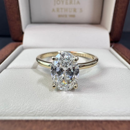 Anillo de Compromiso Oro Amarillo 14k con Diamante de Laboratorio Oval 1.50ct Certificado IGI