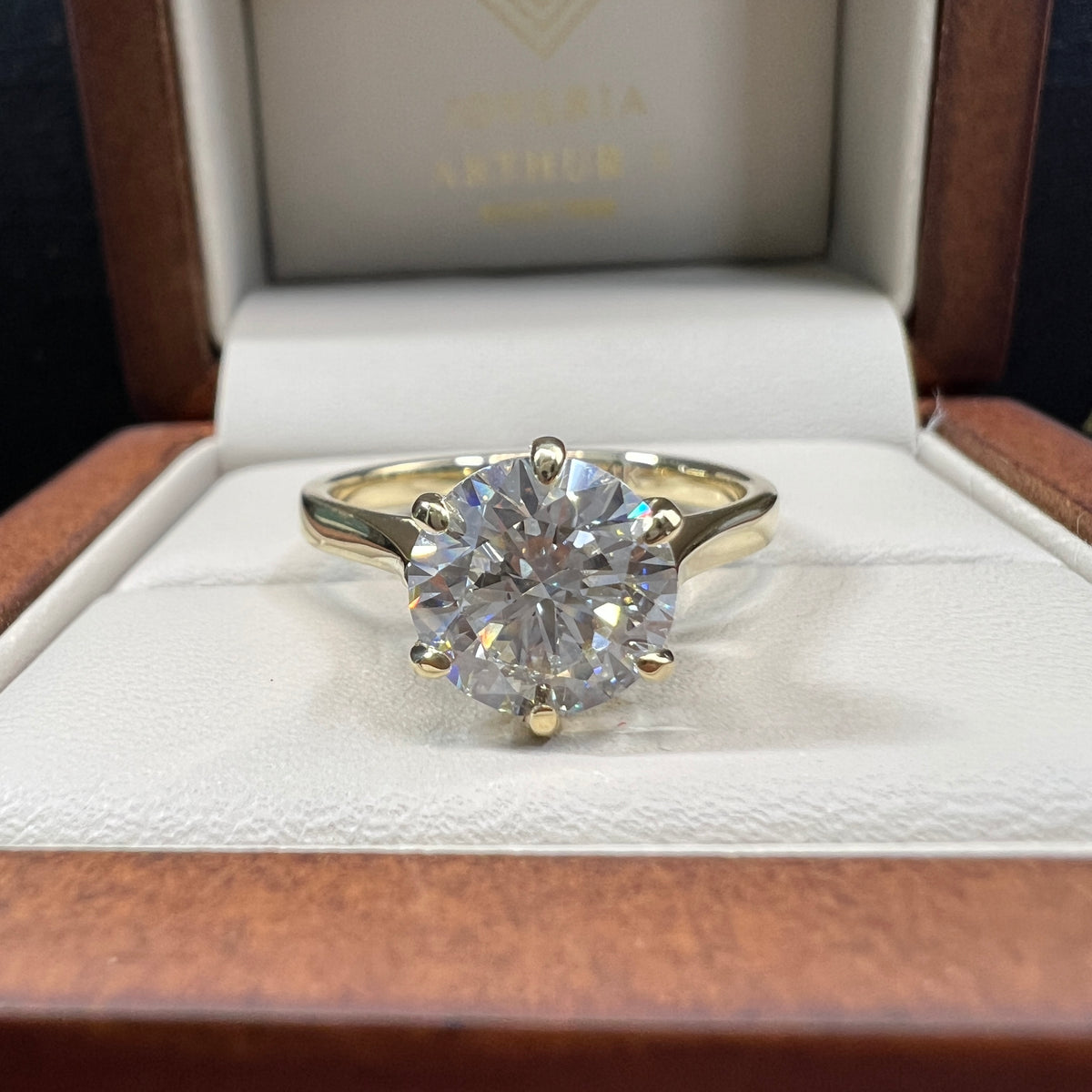 Anillo de Compromiso Oro Amarillo 14k Diamante de Laboratorio Brillante 2.00ct Certificado IGI