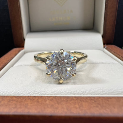 Anillo de Compromiso Oro Amarillo 14k Diamante de Laboratorio Brillante 2.00ct Certificado IGI