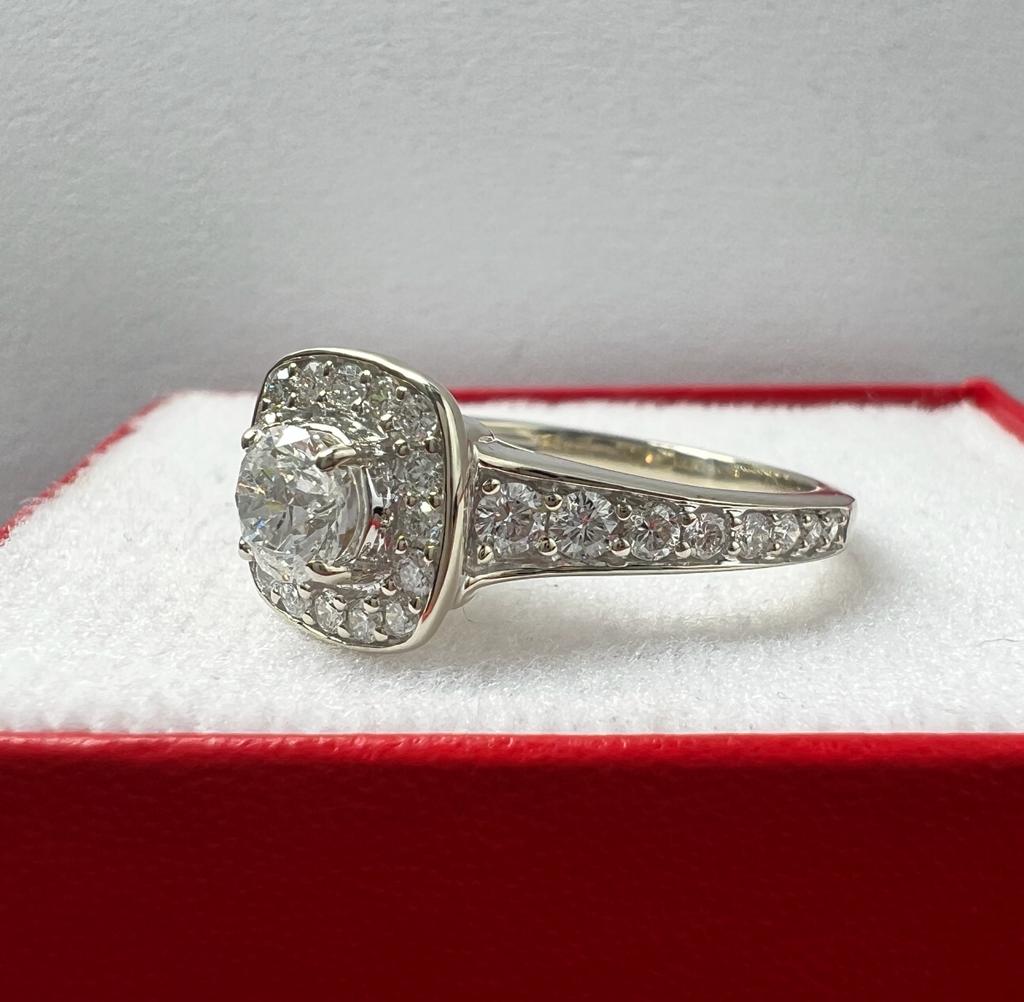 Anillo de Compromiso Oro Blanco con Diamantes Naturales 1.26ct