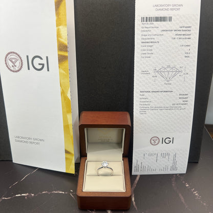 Anillo de Compromiso Oro Blanco 14k con Diamante de Laboratorio Certificado IGI 1.50ct
