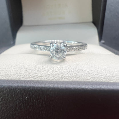 Anillo de Compromiso Oro Blanco 14k con Diamantes Naturales 0.35ct