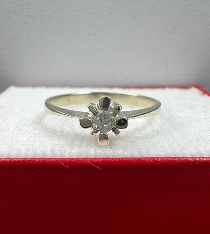 Anillo de Compromiso Oro Blanco con Diamante Natural 0.10ct