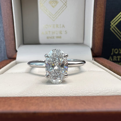 Anillo de Compromiso Oro Blanco 14k con Diamante de Laboratorio Oval 1.50ct Certificado IGI