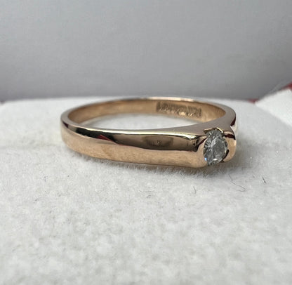 Anillo de Compromiso Oro Rosa con Diamante Natural 0.10ct