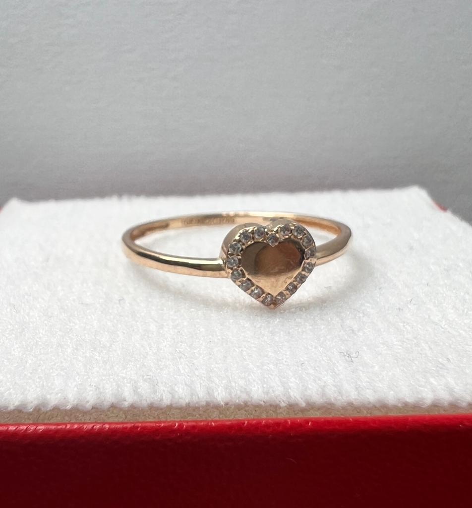 Anillo Corazón Oro Rosa 10kt