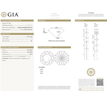 Anillo de Compromiso Diamante Natural Octillion Certificado GIA 0.31ct