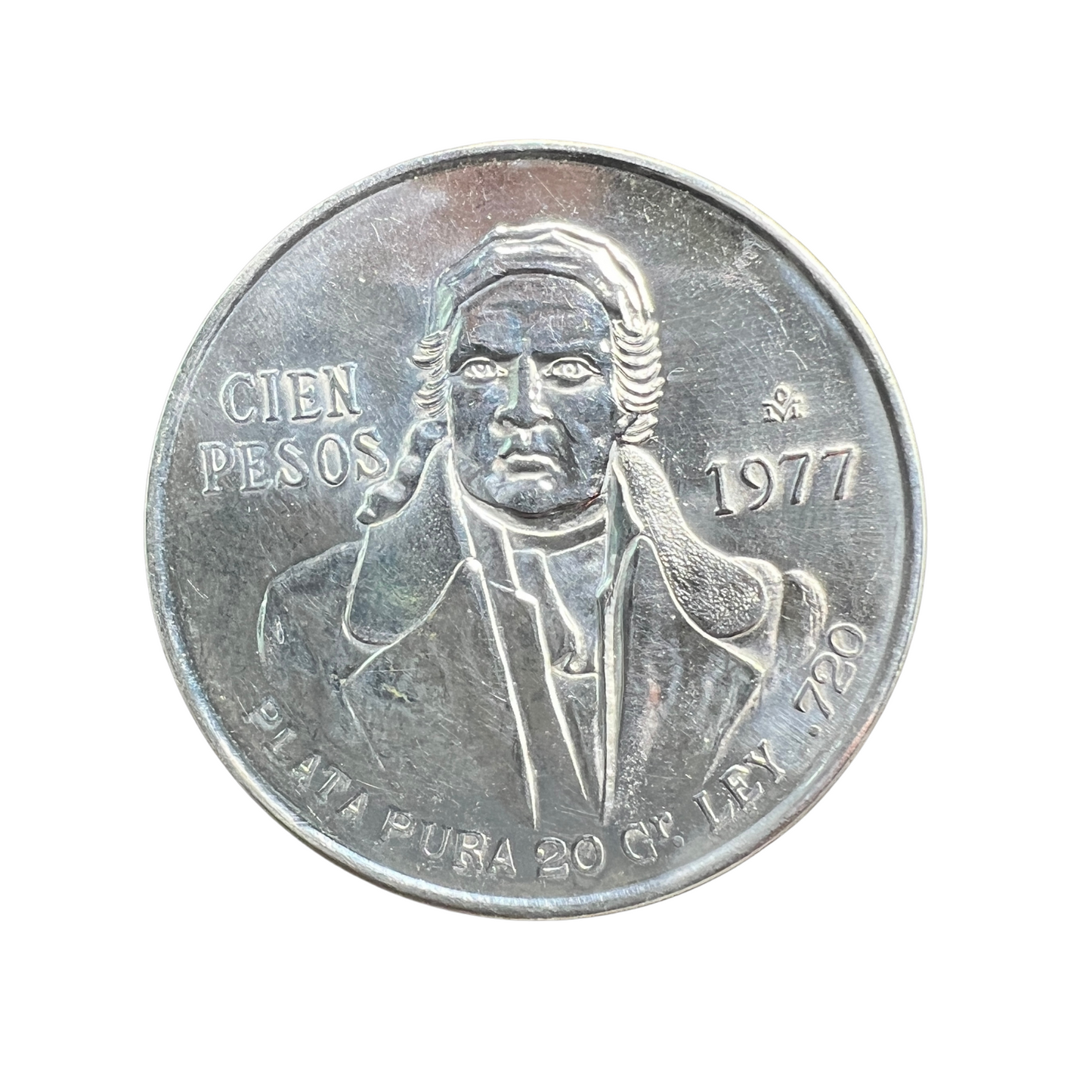 Moneda 100 pesos 1977 Plata Ley 0.720