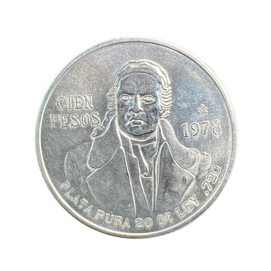 Moneda 100 pesos 1978 Plata Ley 0.720