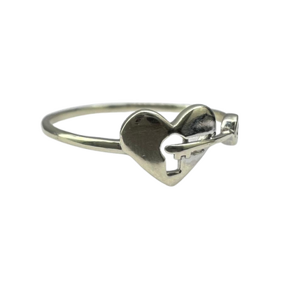 Anillo Corazón con Llave Oro Blanco 10kt