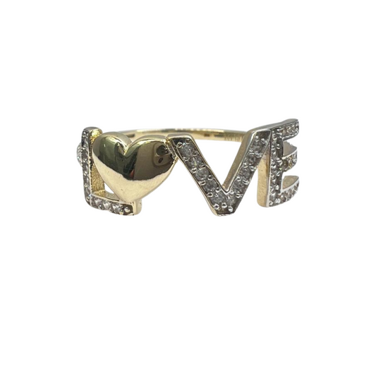 Anillo Love Oro Amarillo 10kt con zirconias