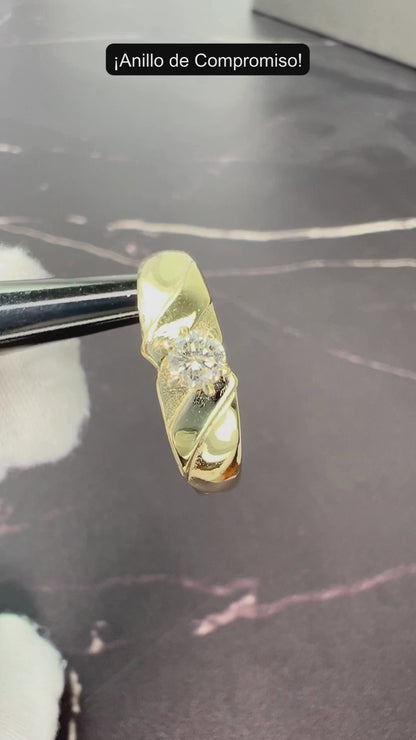 Anillo de Compromiso Oro Amarillo con Diamante Natural 0.15ct