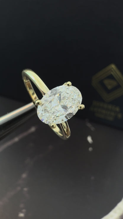 Anillo de Compromiso Oro Amarillo 14k con Diamante de Laboratorio Oval 1.50ct Certificado IGI