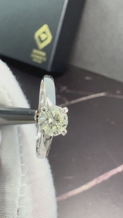 Anillo de Compromiso Oro Blanco 14k con Diamante Natural 0.49ct
