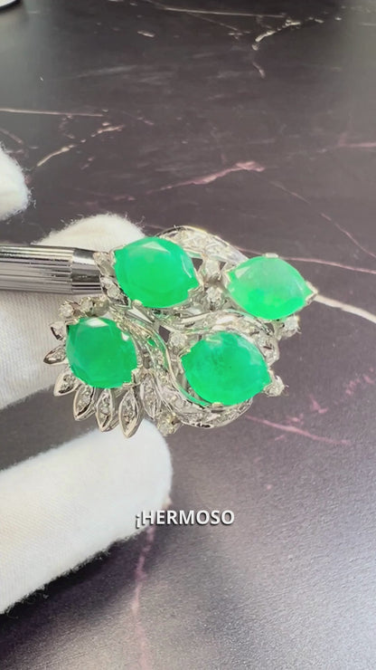 Anillo Plata Paladio con Cuarcitas y Diamantes Naturales 0.62ct