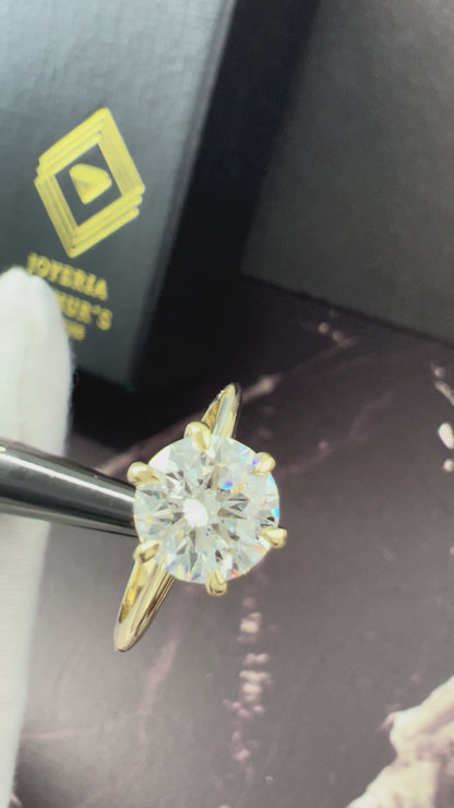 Anillo de Compromiso Oro Amarillo 14k con Diamante de Laboratorio Brillante 2.00ct Certificado IGI