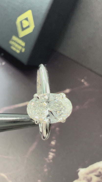 Anillo de Compromiso Oro Blanco 14k con Diamante de Laboratorio Oval 1.50ct Certificado IGI