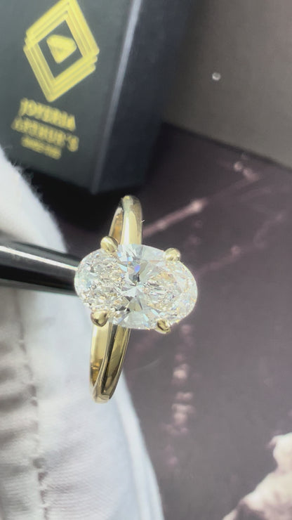Anillo de Compromiso Oro Amarillo 14k con Diamante de Laboratorio Certificado IGI 1.00ct