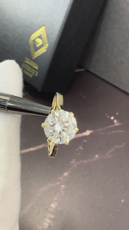 Anillo de Compromiso Oro Amarillo 14k Diamante de Laboratorio Brillante 2.00ct Certificado IGI