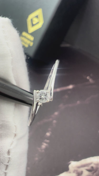 Anillo de Compromiso Oro Blanco 14k con Diamante Natural de 0.07ct