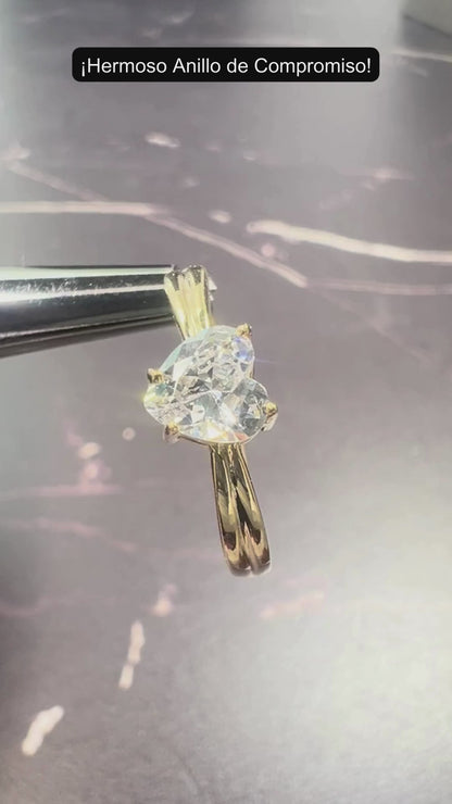 Anillo de Compromiso Oro con Zirconia Corazón