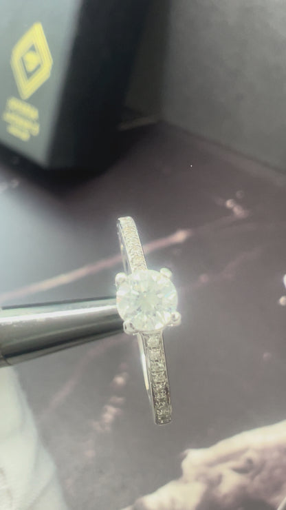 Anillo de Compromiso Oro Blanco 14k con Diamantes Naturales 0.35ct