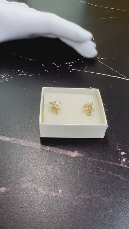 Aretes Oro Sólido 10kt con Zirconias