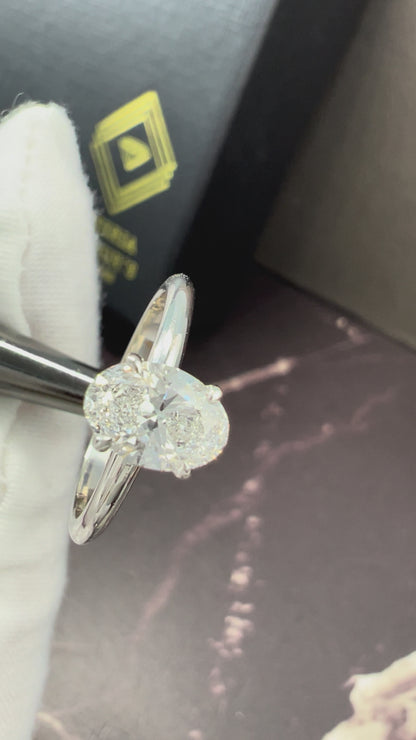 Anillo de Compromiso Oro Blanco 14k con Diamante de Laboratorio Ceritificado IGI 1.00ct
