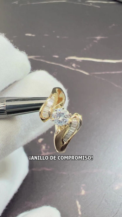 Anillo de Compromiso Oro Amarillo con Diamantes Naturales 0.60ct