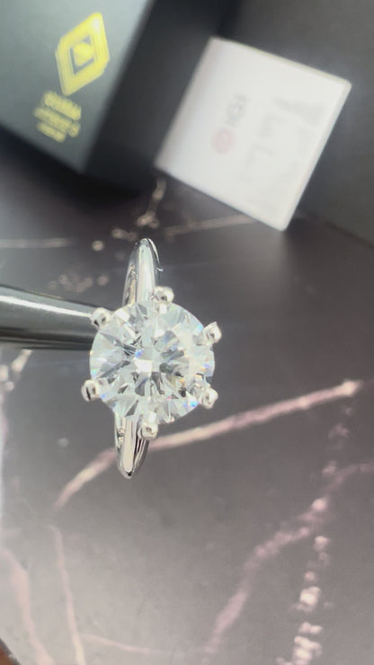 Anillo de Compromiso Oro Blanco 14k con Diamante de Laboratorio Certificado IGI 1.50ct