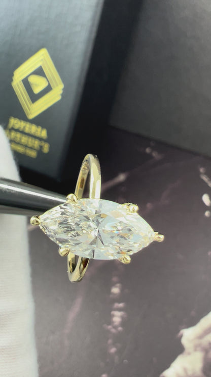 Anillo de Compromiso Oro Amarillo 14k con Diamante de Laboratorio Marquise 2.00ct Certificado IGI