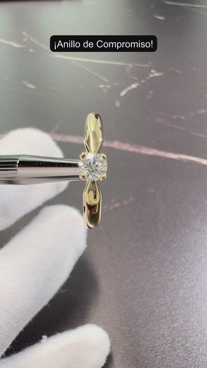 Anillo de Compromiso Oro Amarillo con Diamante Natural 0.25ct