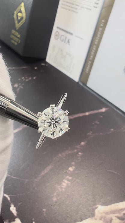 Anillo de Compromiso Oro Blanco 14k con Diamante Natural Certificado GIA 1.97ct