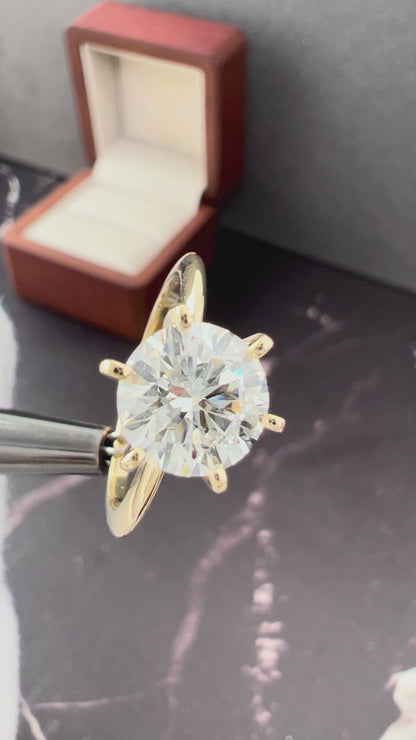 Anillo de Compromiso Oro Amarillo 14 con Diamante de Laboratorio Brillante 2.00ct Certificado IGI