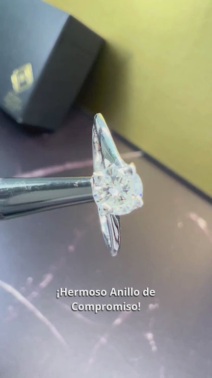 Anillo de Compromiso Oro Blanco con Diamante Natural 0.37ct